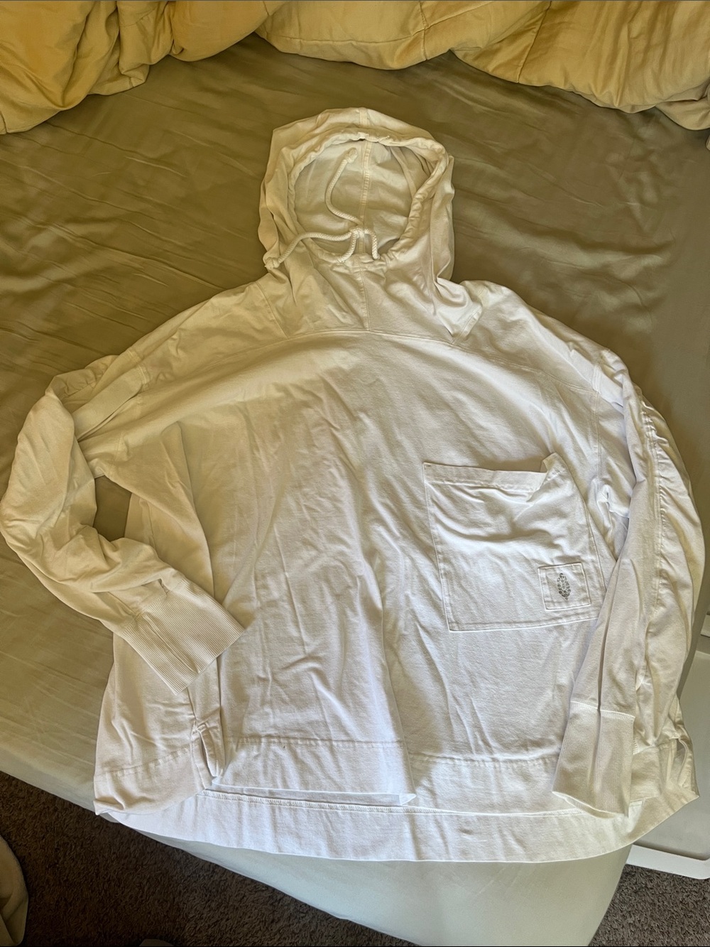 FP movement long sleeve white lightweight hoodie shirt